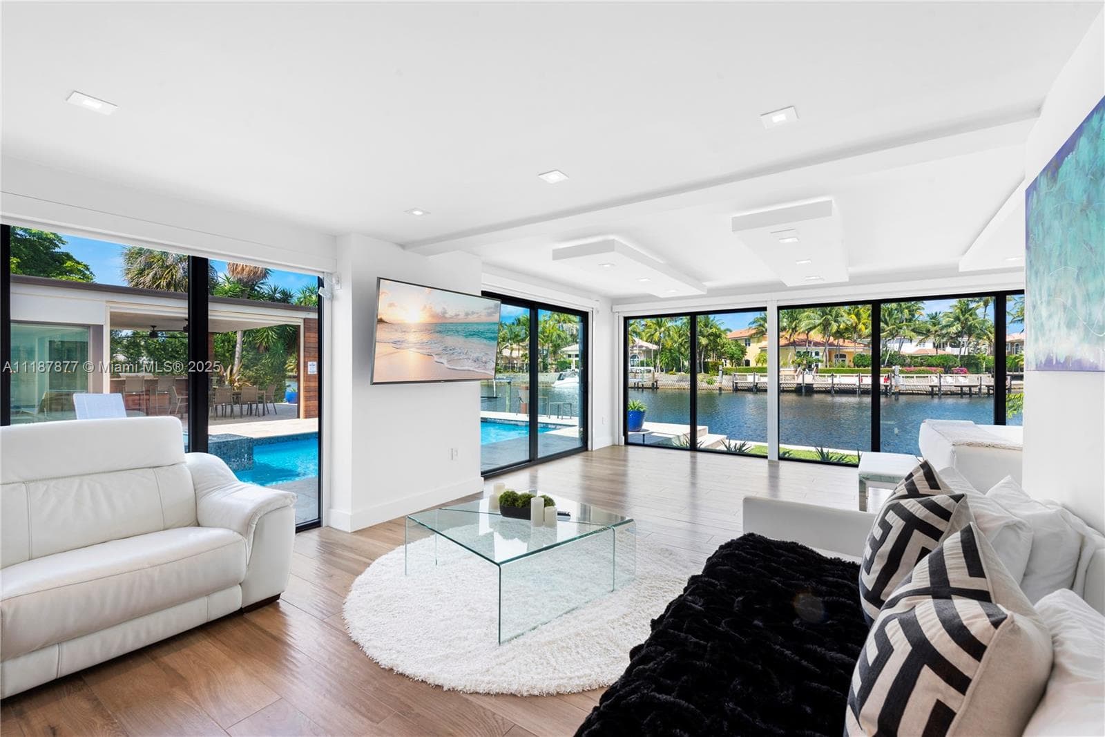 Poolside bedroom with sliding doors