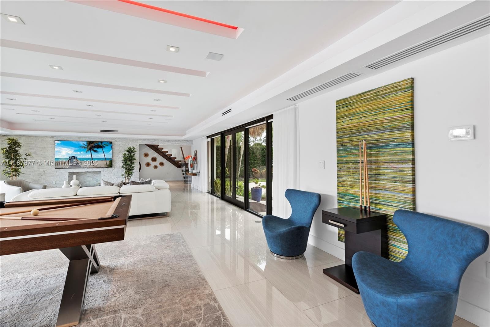 Billiards lounge with designer seating