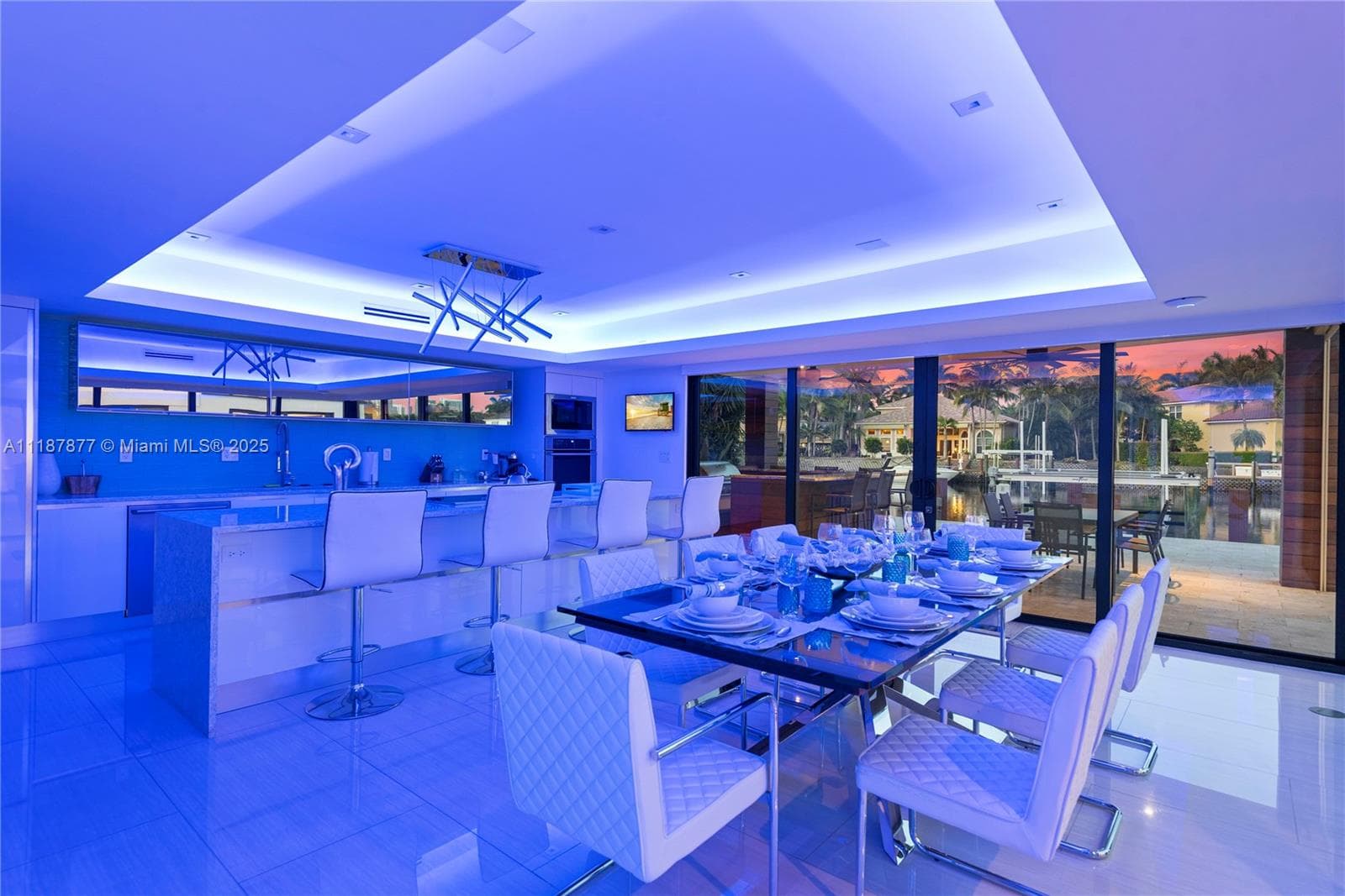 Neon night dining with party energy