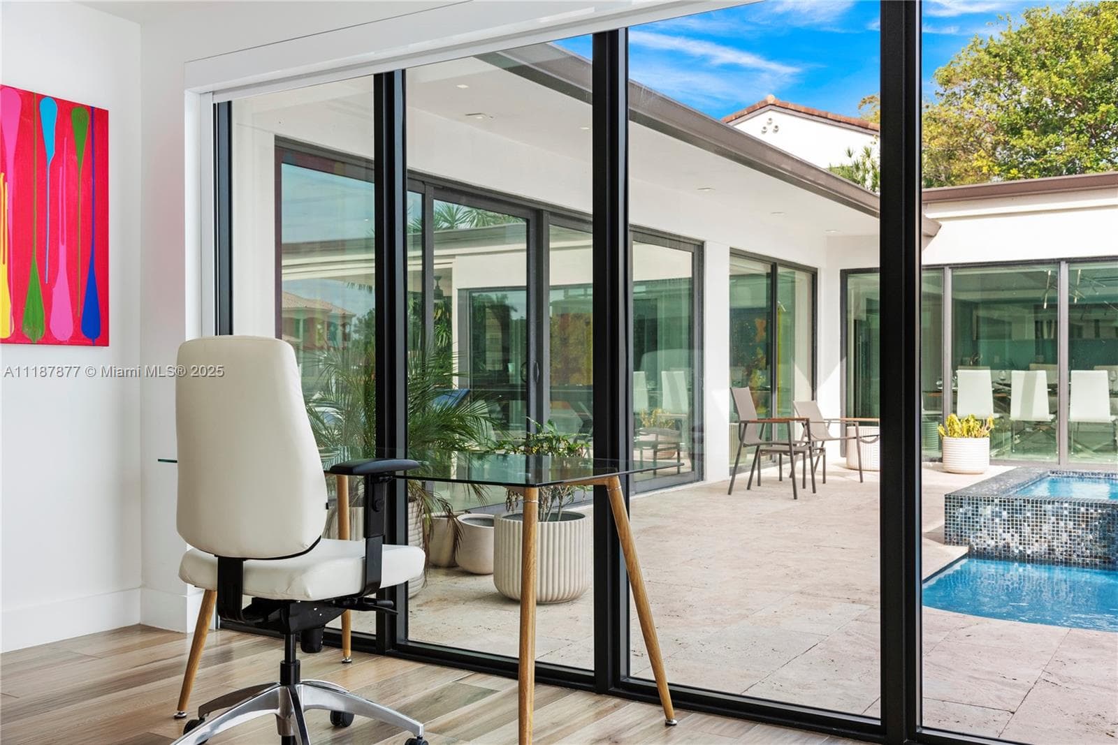 Glass framed retreat by the water