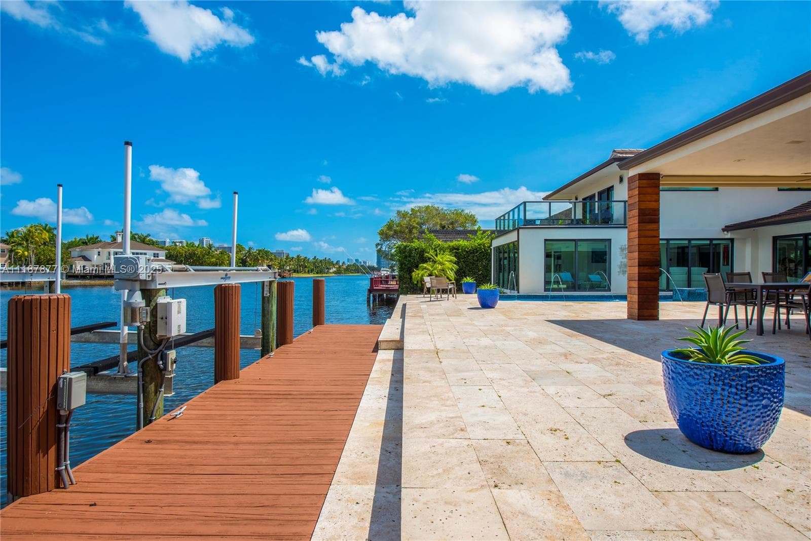 Private dock on mirror calm water