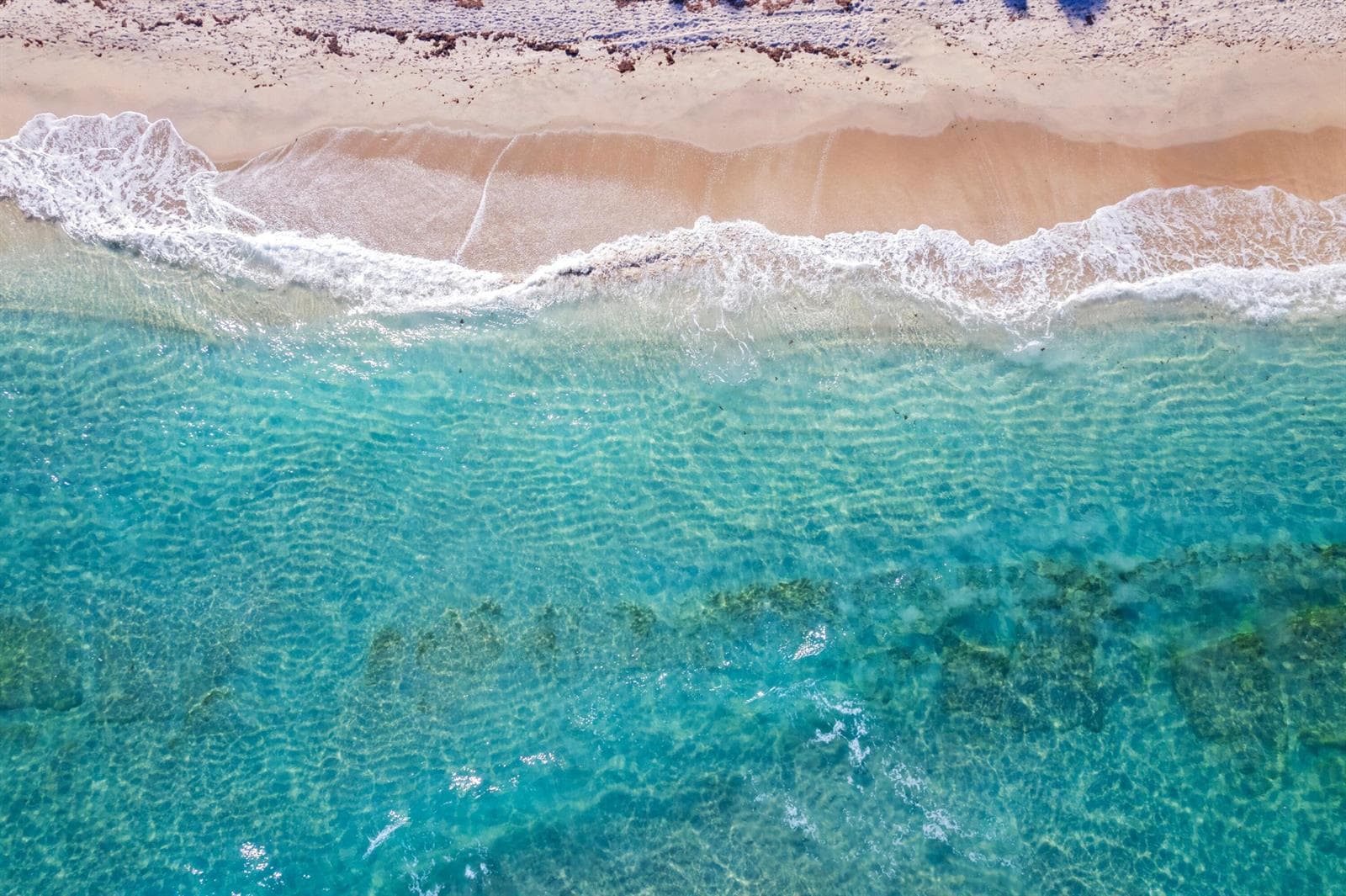 Aerial view of shoreline and ocean