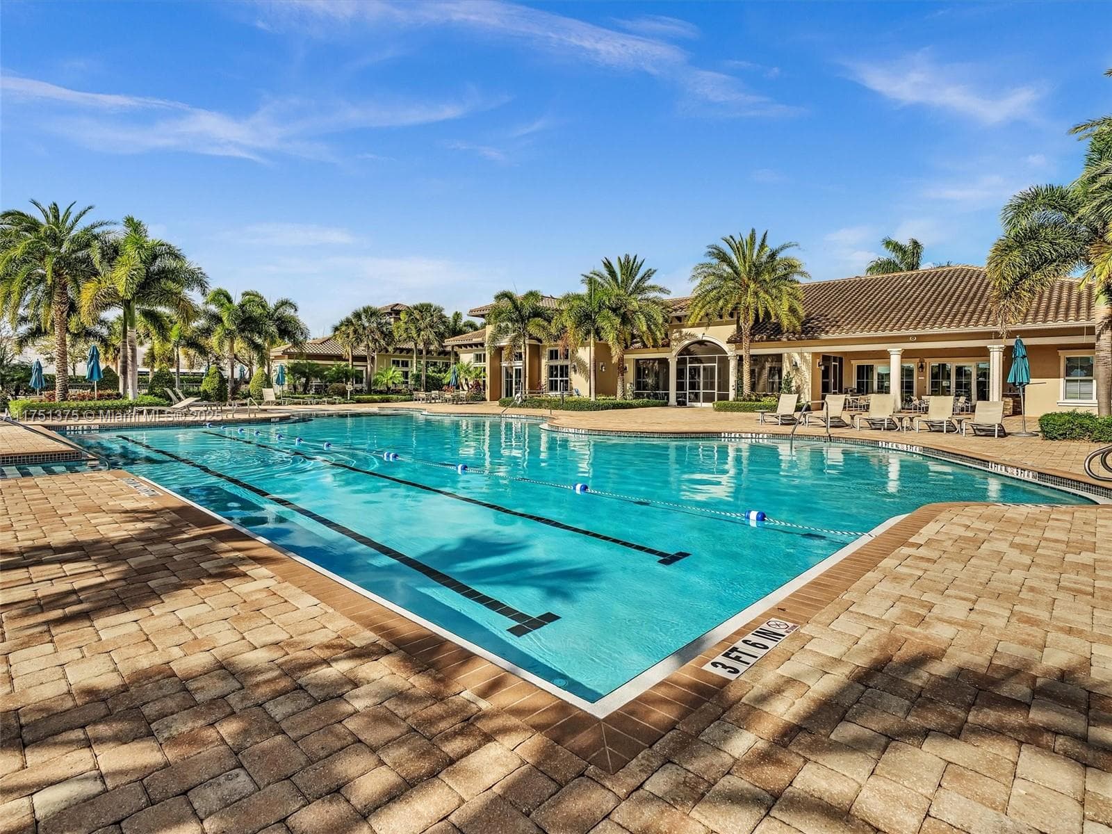 Community pool features swimming lanes