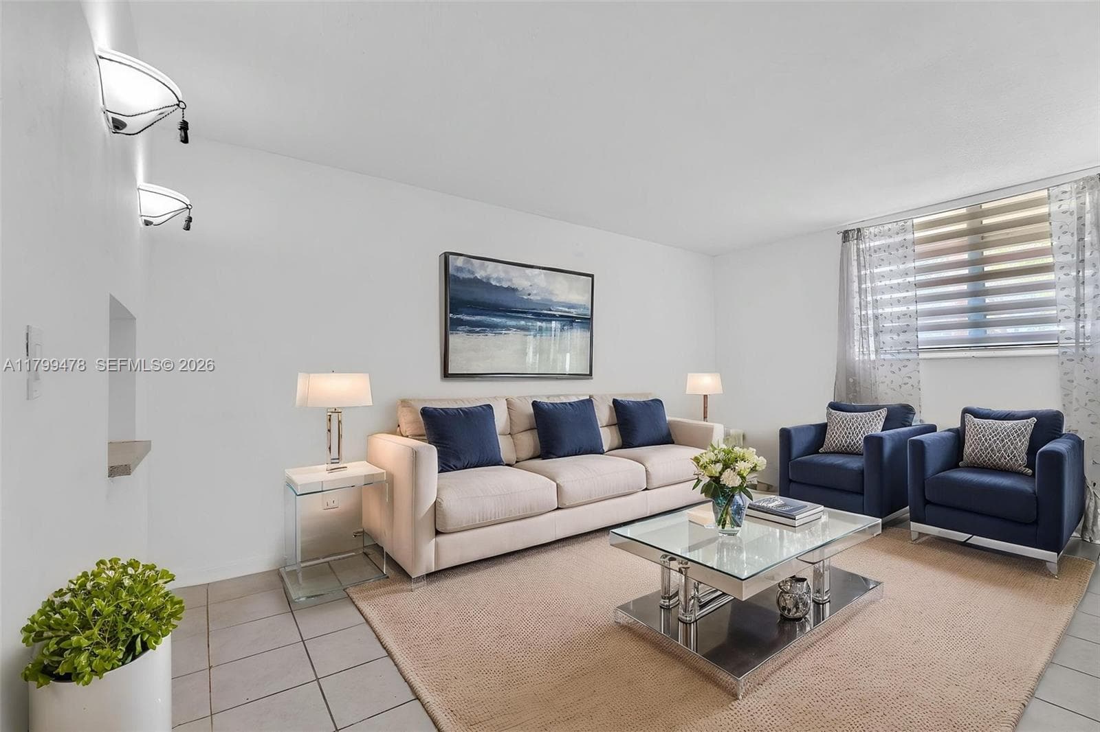 Can fit living room set and dining table