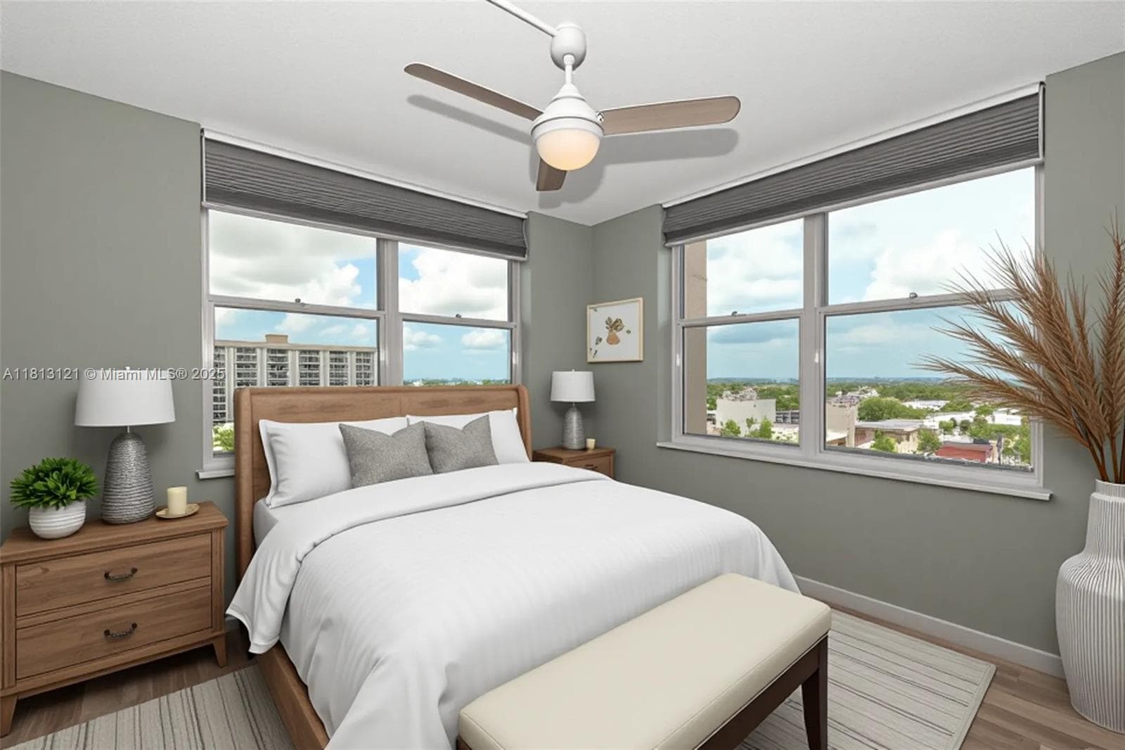 virtually staged guest room Corner unit