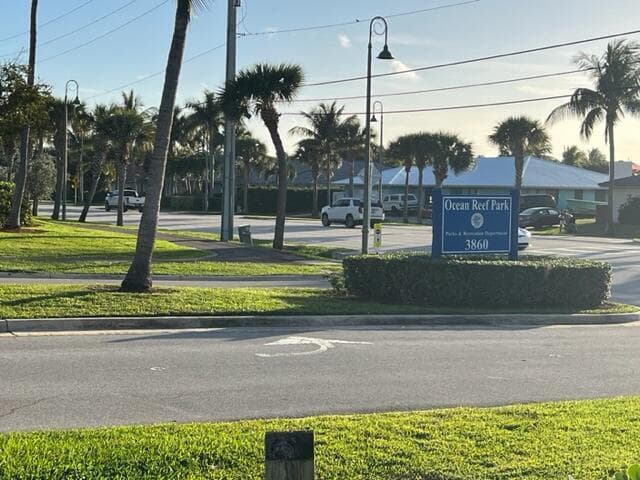 Entrance to private beach area across th