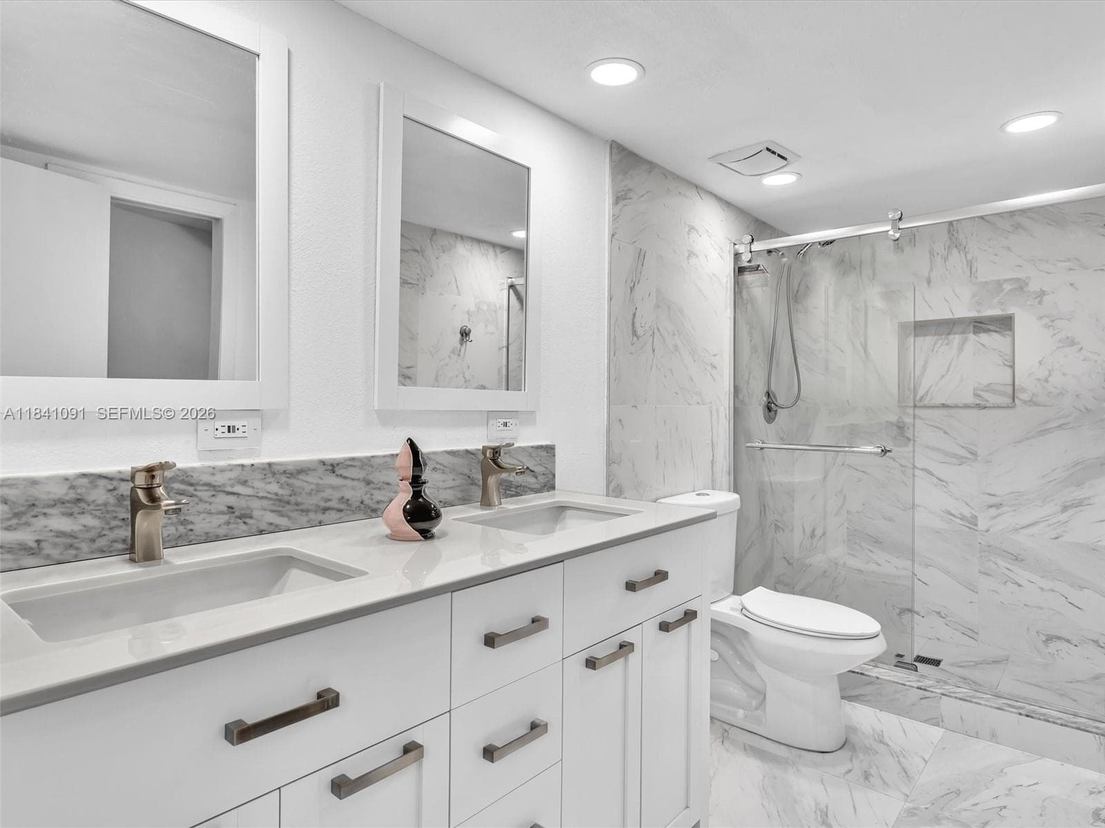 Tastefully Remodeled primary bathroom.