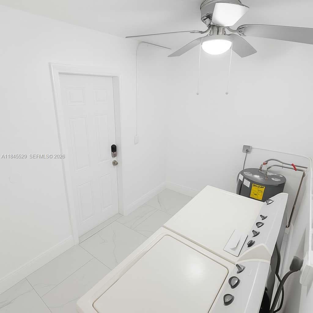 New water heater installed 3 years ago. Laundry room - Washer & dryer units included