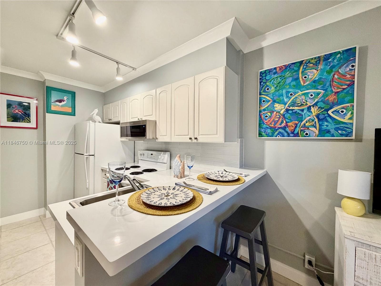Recently updated kitchen counter and backsplash