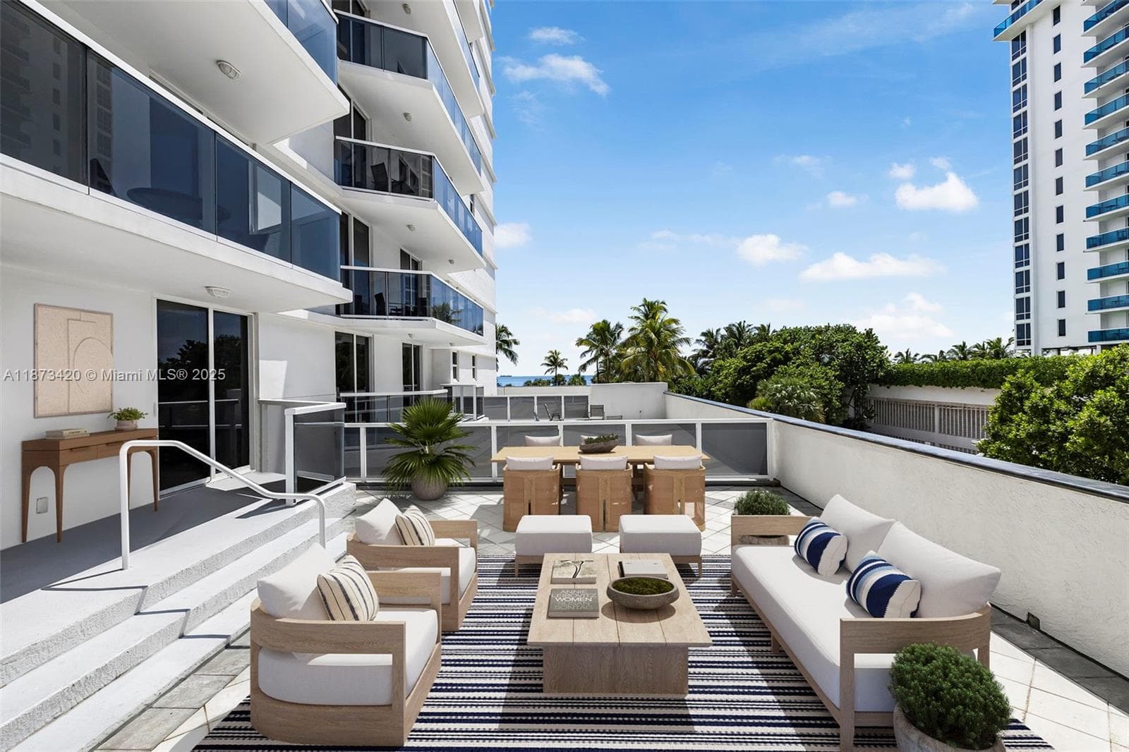 Large Lanai with Ocean View. Virtually staged.