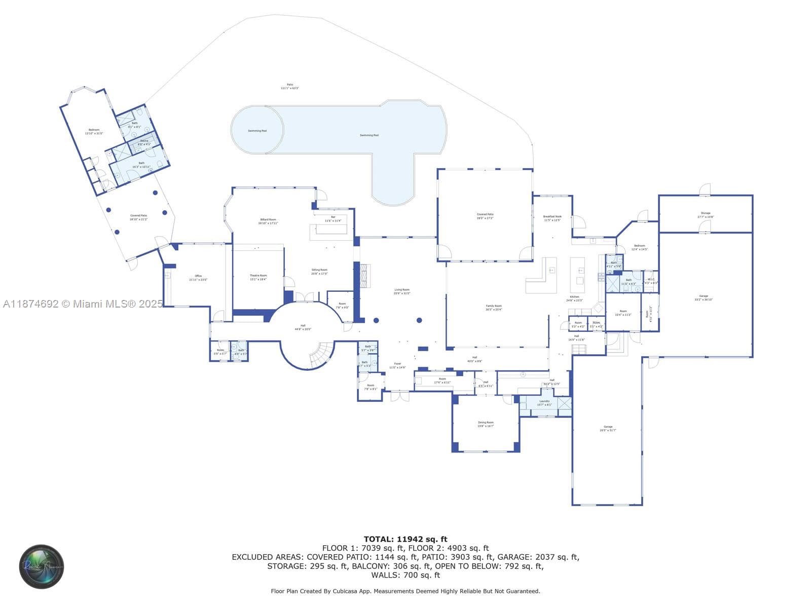 Dimensions per plans