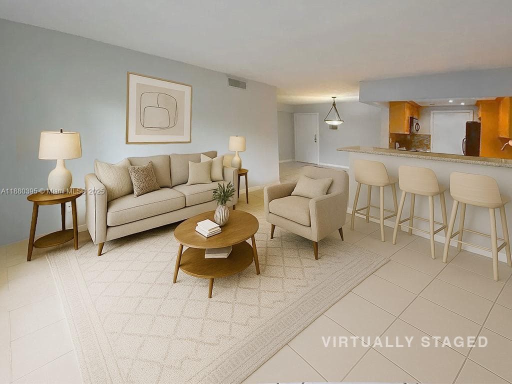 Virtually staged living room.