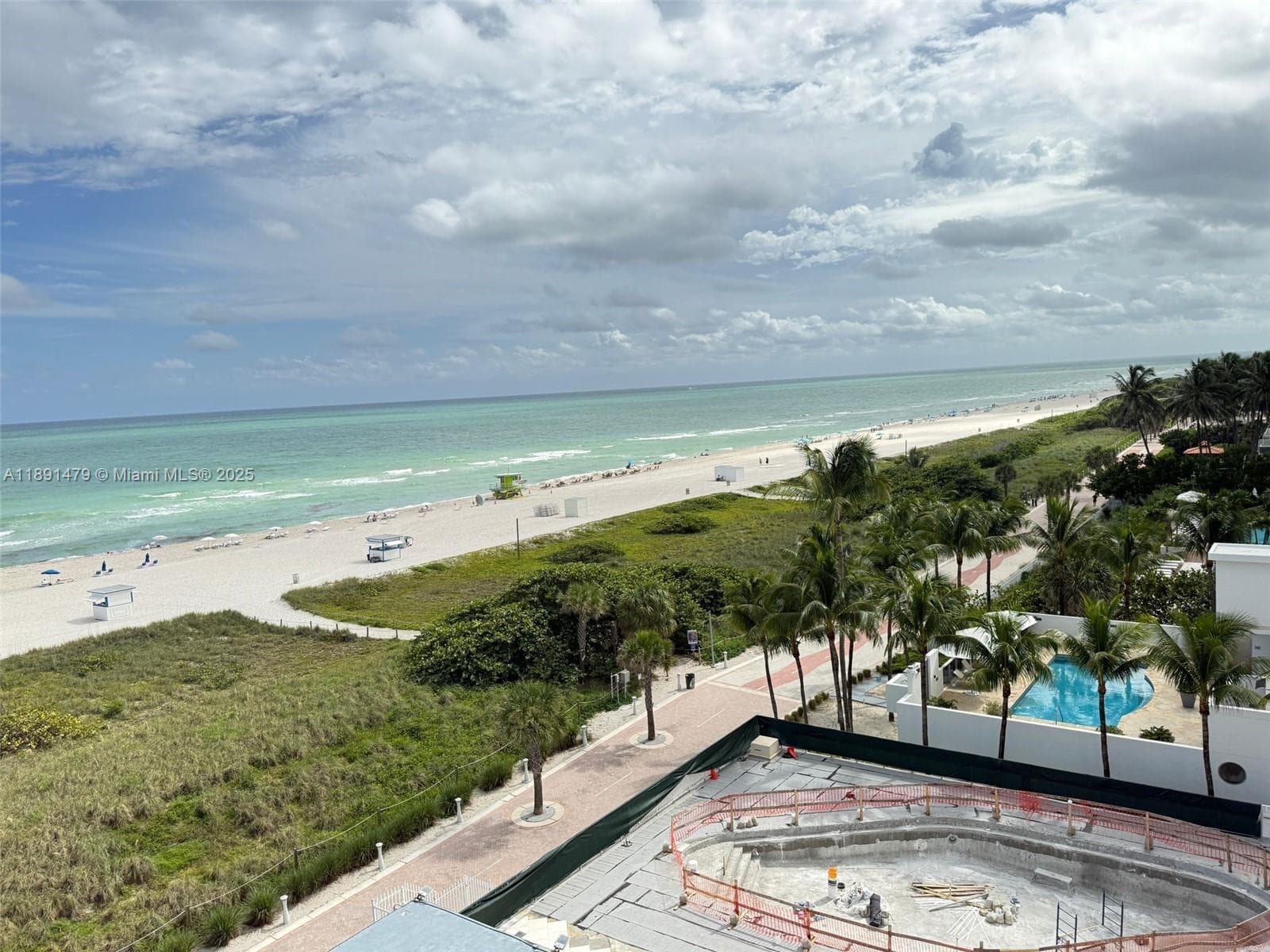 Beach behind the building