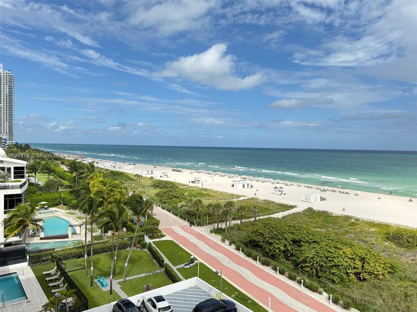 Beach behind the building
