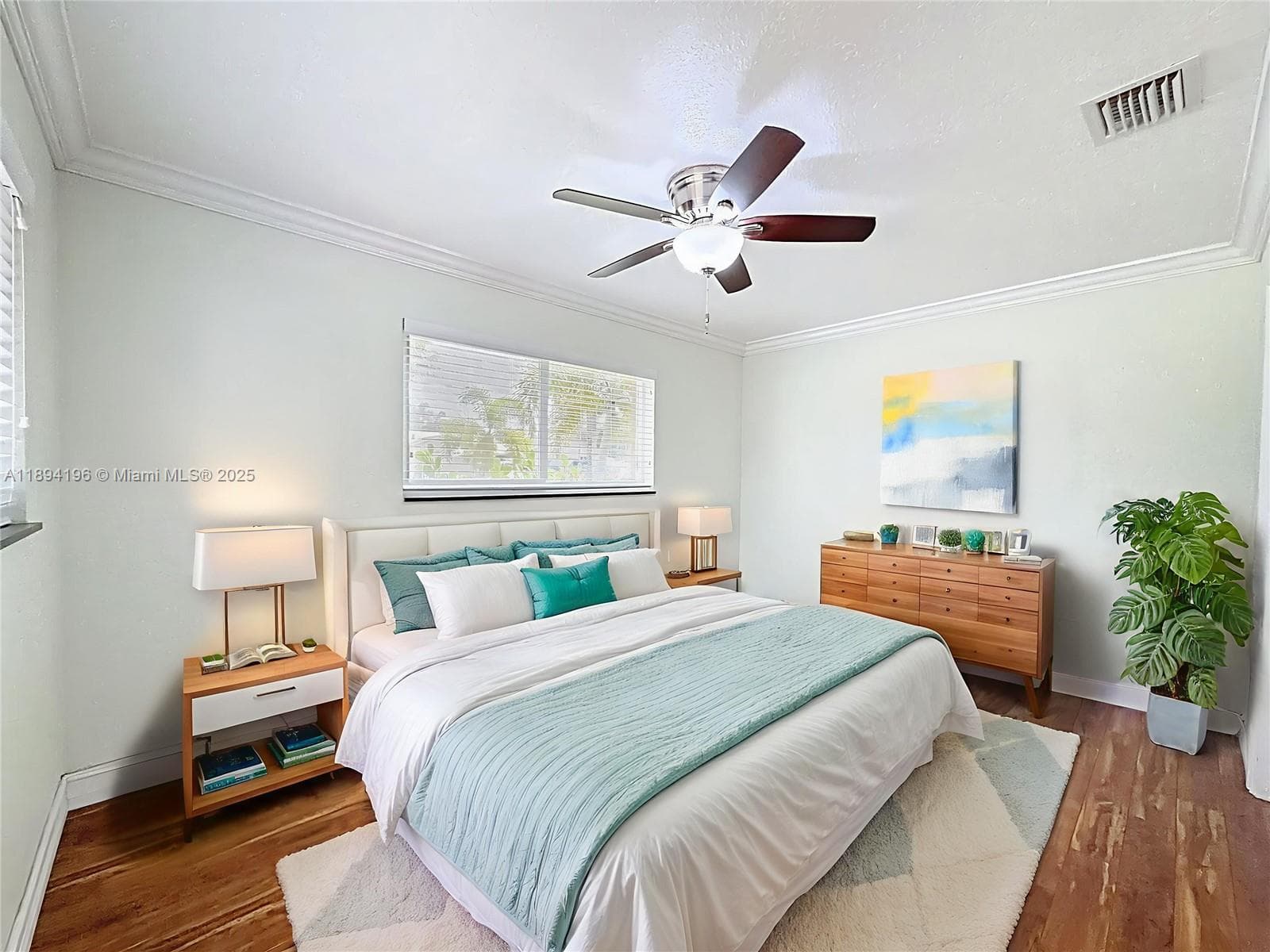 Bedroom is virtually staged.