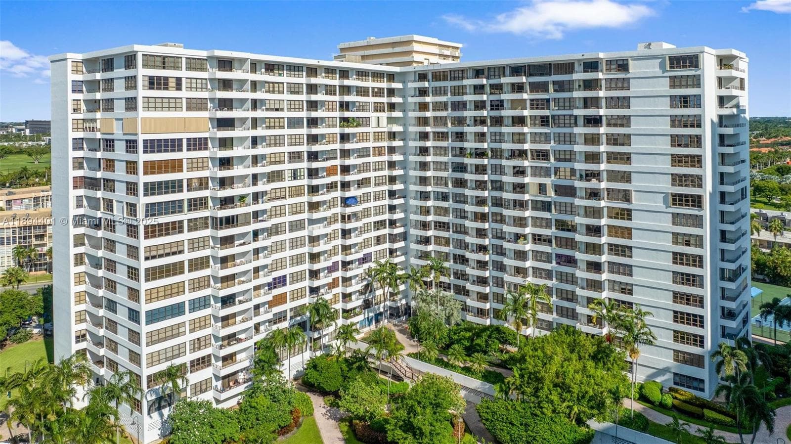 Aerial rear view of Olympus Condo, building 600