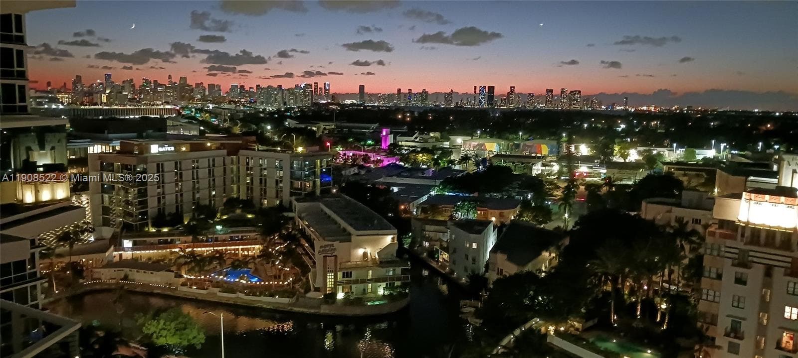 West Sunset View of Bay and Miami Cityscape