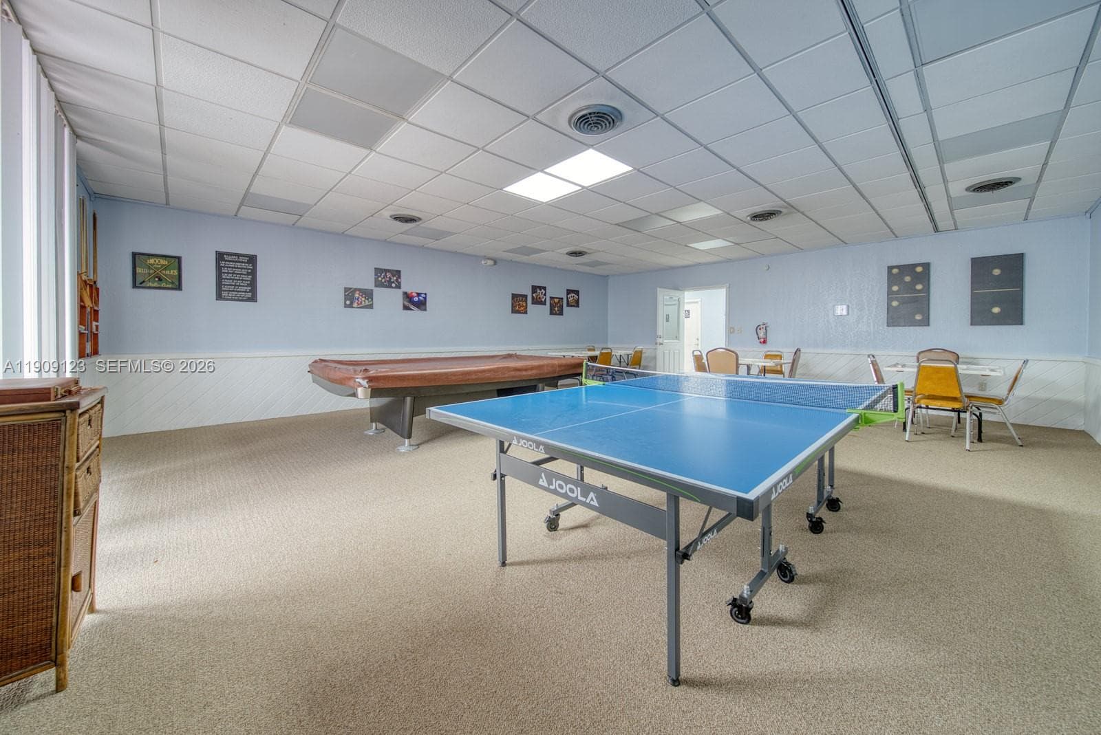 Ping-pong and pool tables for residents to enjoy active recreation.