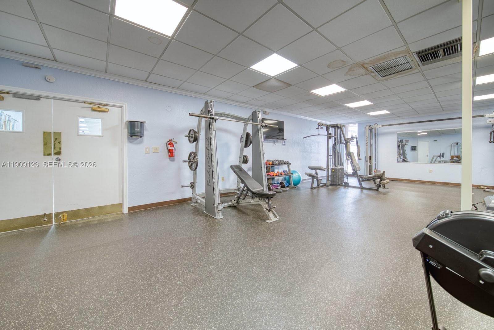 Modern gym with cardio and strength equipment.