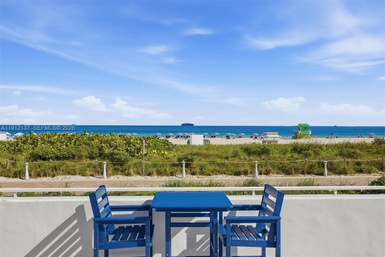 Relax and unwind on this elegant oceanfront pool deck, where endless blue skies meet the sparkling Atlantic. Stylish lounge areas and shaded café tables create the perfect setting to enjoy morning coffee or sunset cocktails with panoramic beach views. The elevated terrace overlooks the shoreline, offering a front-row seat to Miami Beach’s vibrant coastal scenery. Whether basking in the sun, dining al fresco, or simply taking in the ocean breeze, this pool deck delivers the ultimate South Beach lifestyle.