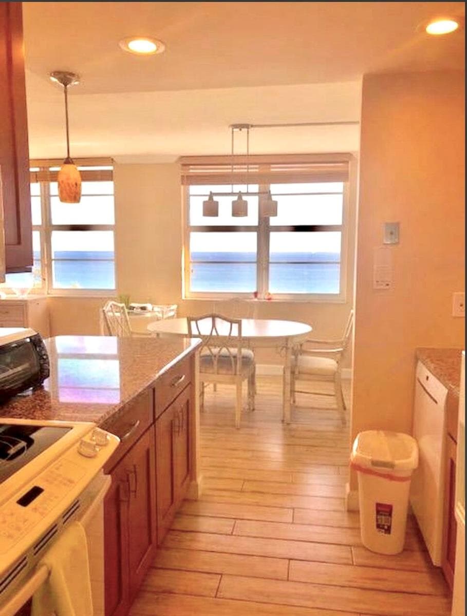 Updated kitchen with views of ocean