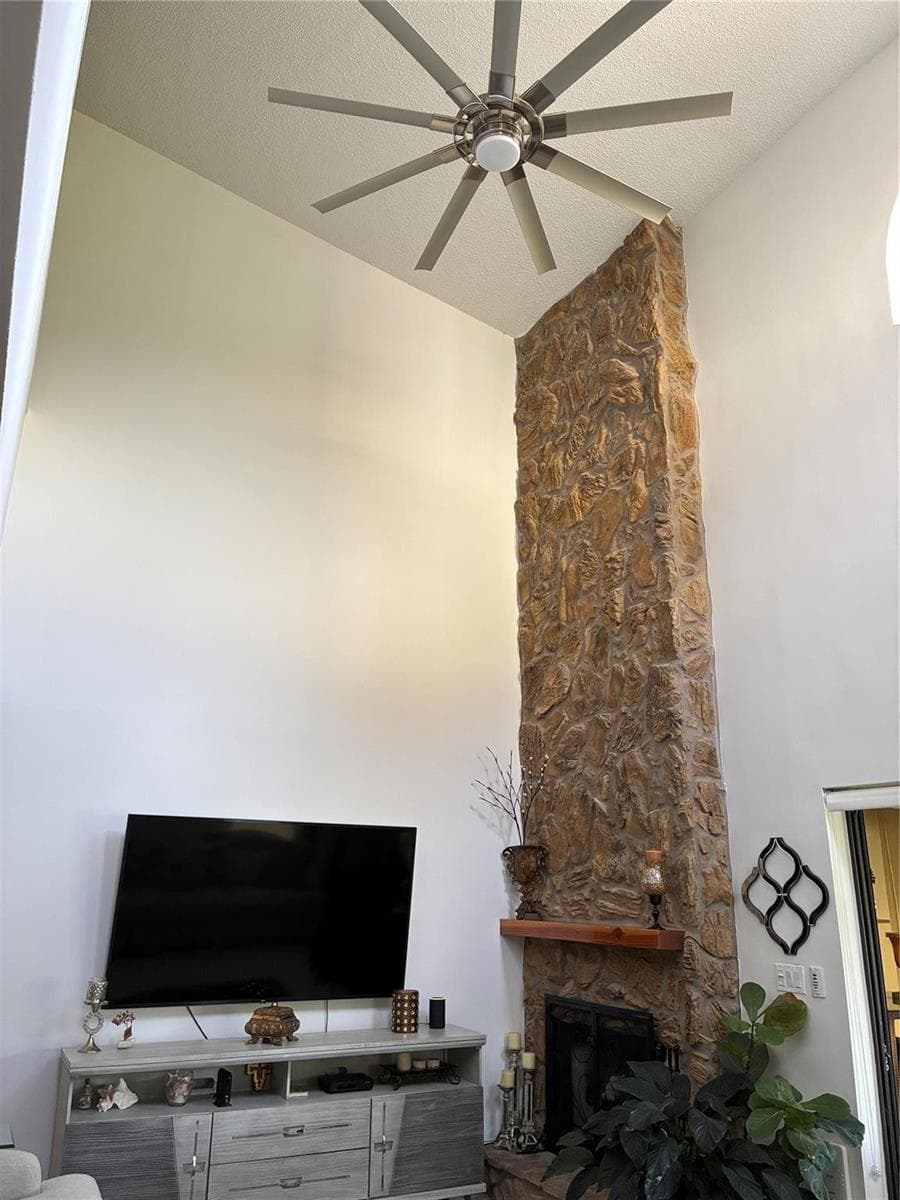 stone fireplace
