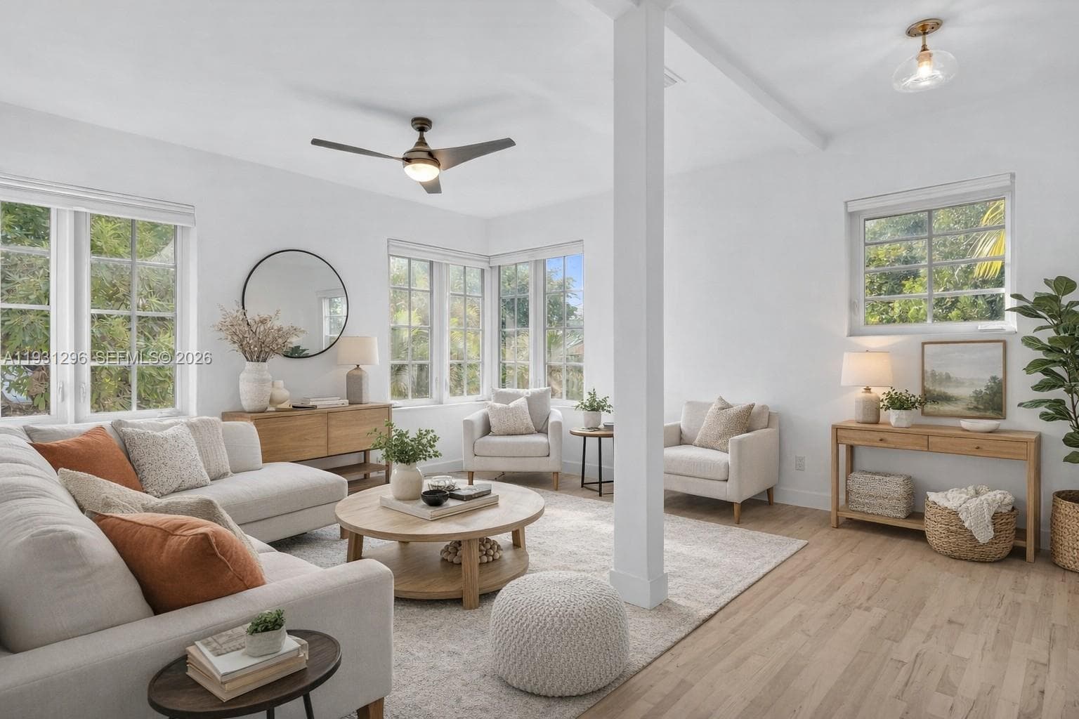 Virtually Rendered furniture and decor of Living Room