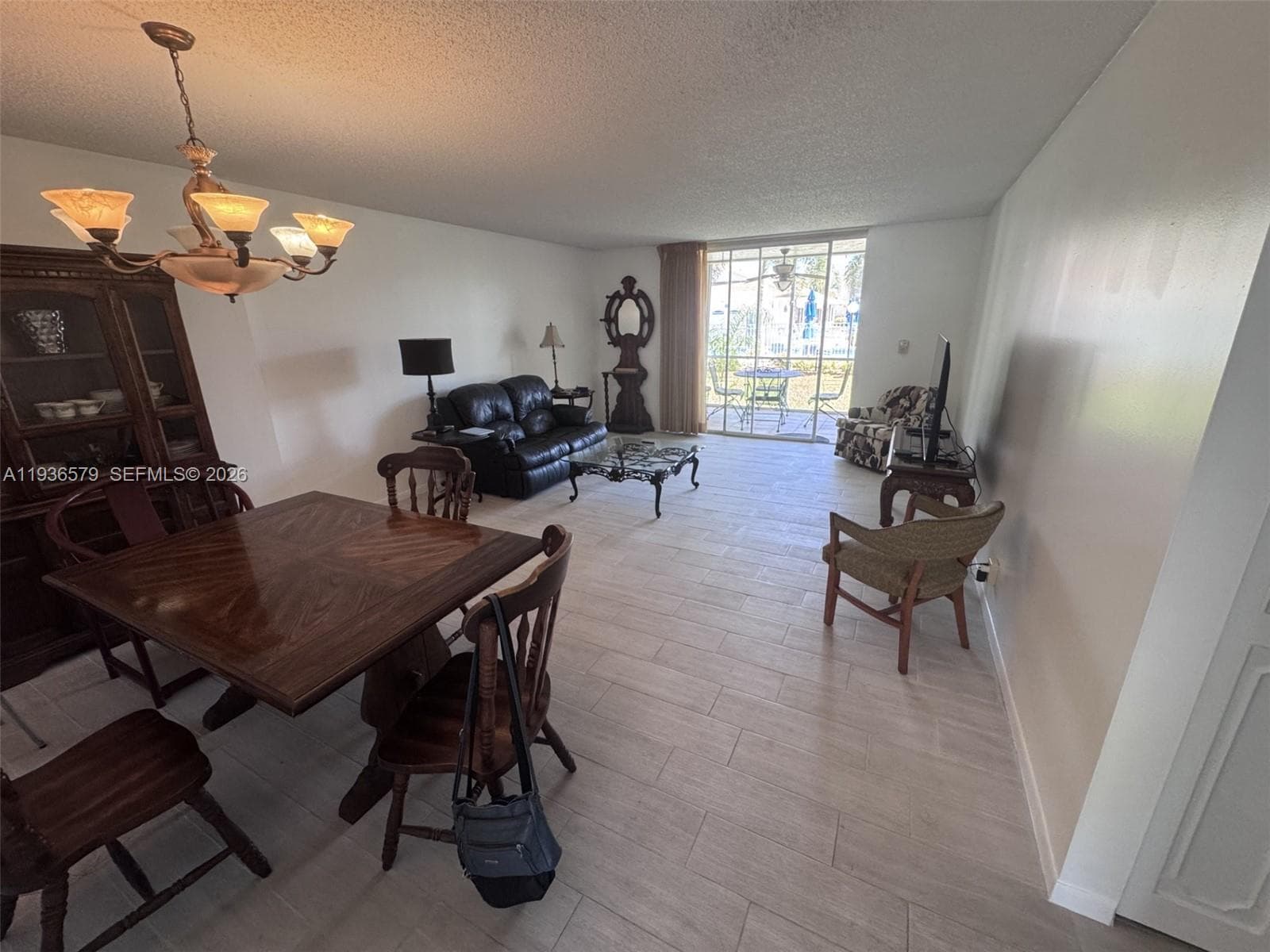 Living room facing back porch
