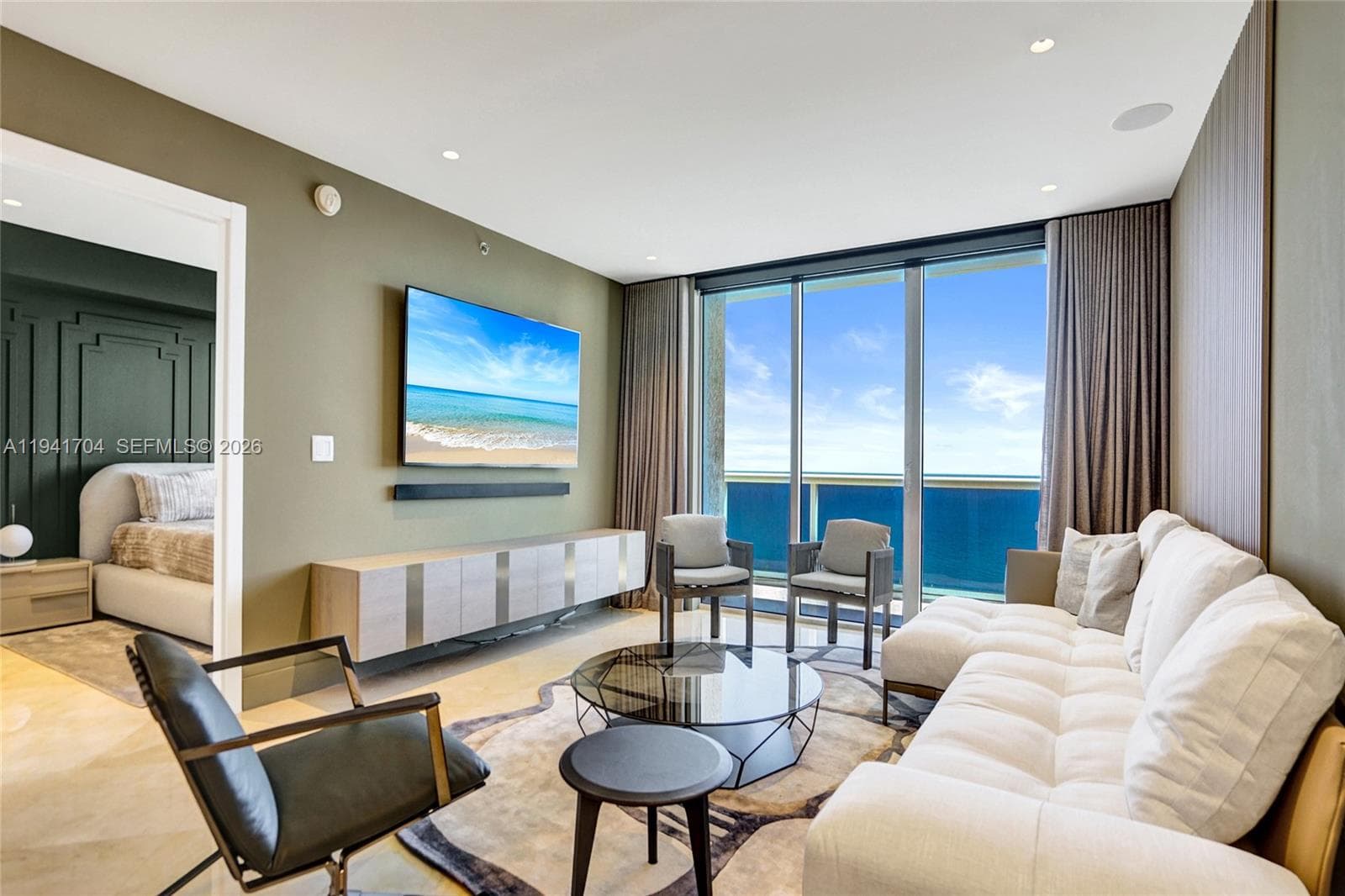 1st Floor Living Area With Mounted TV