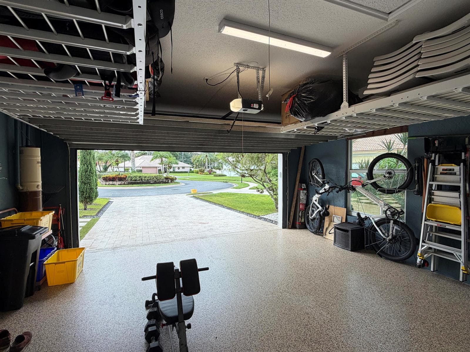 completely finished two car garage.