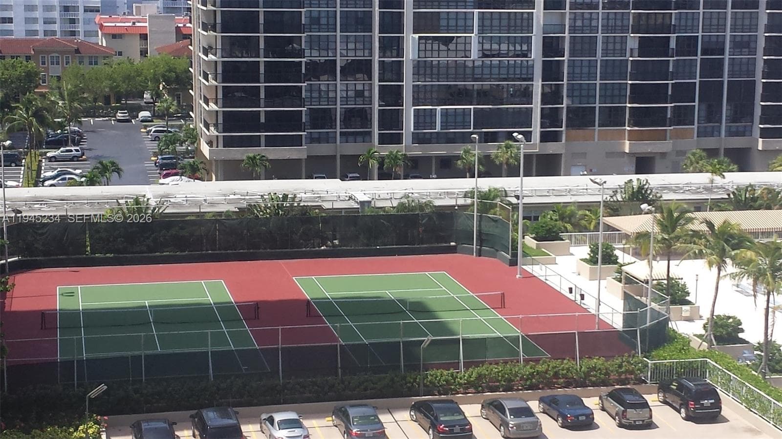 2 lighted tennis courts