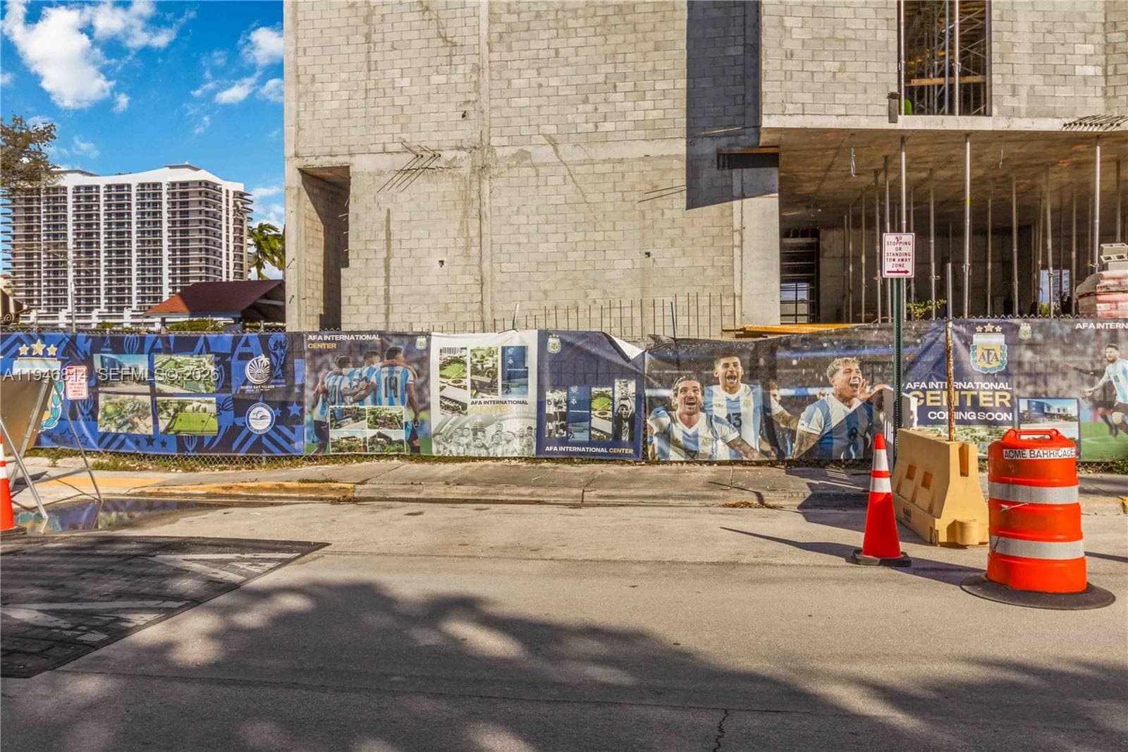 Construction site with AFA International Center branding