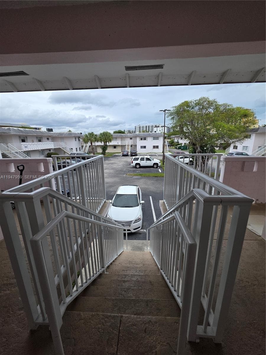 Stairs directly from parking space to front door
