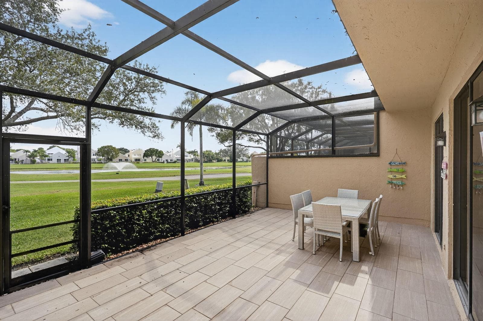 Patio with water view