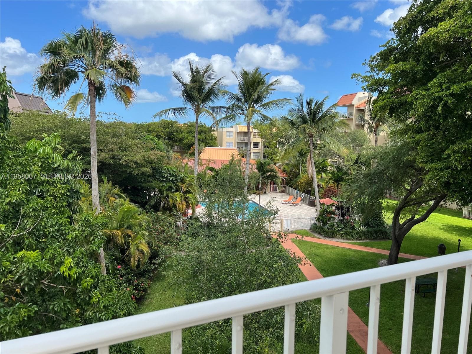 balcony overlooking pool