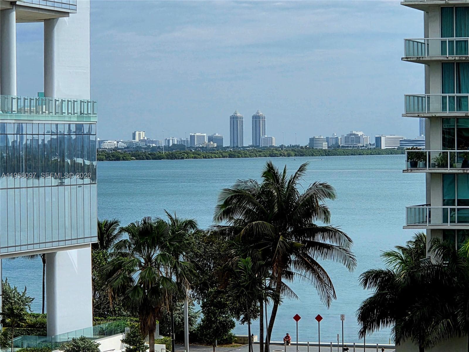 View toward Biscayne Bay and surrounding waterfront towers.