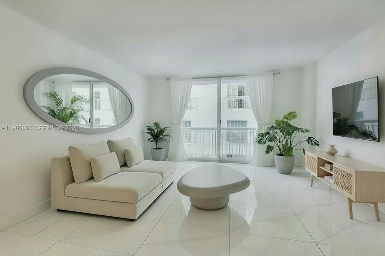 Staged rendering living room.