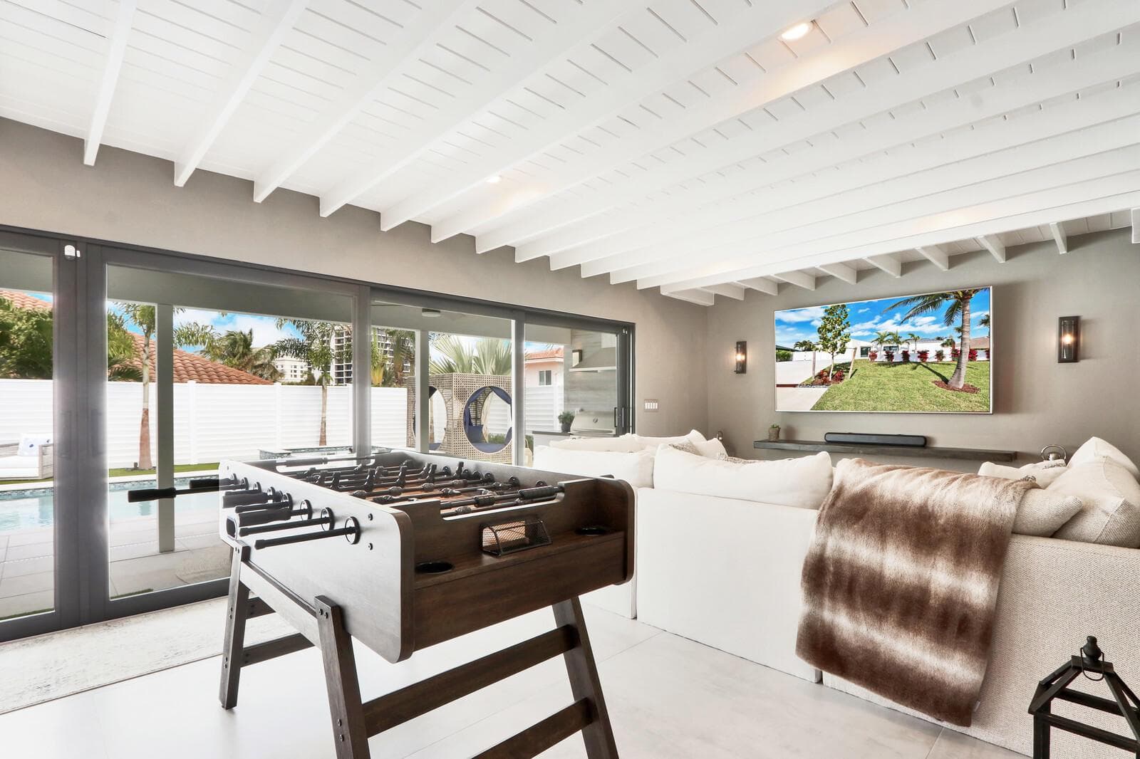 Entertainment area with foosball