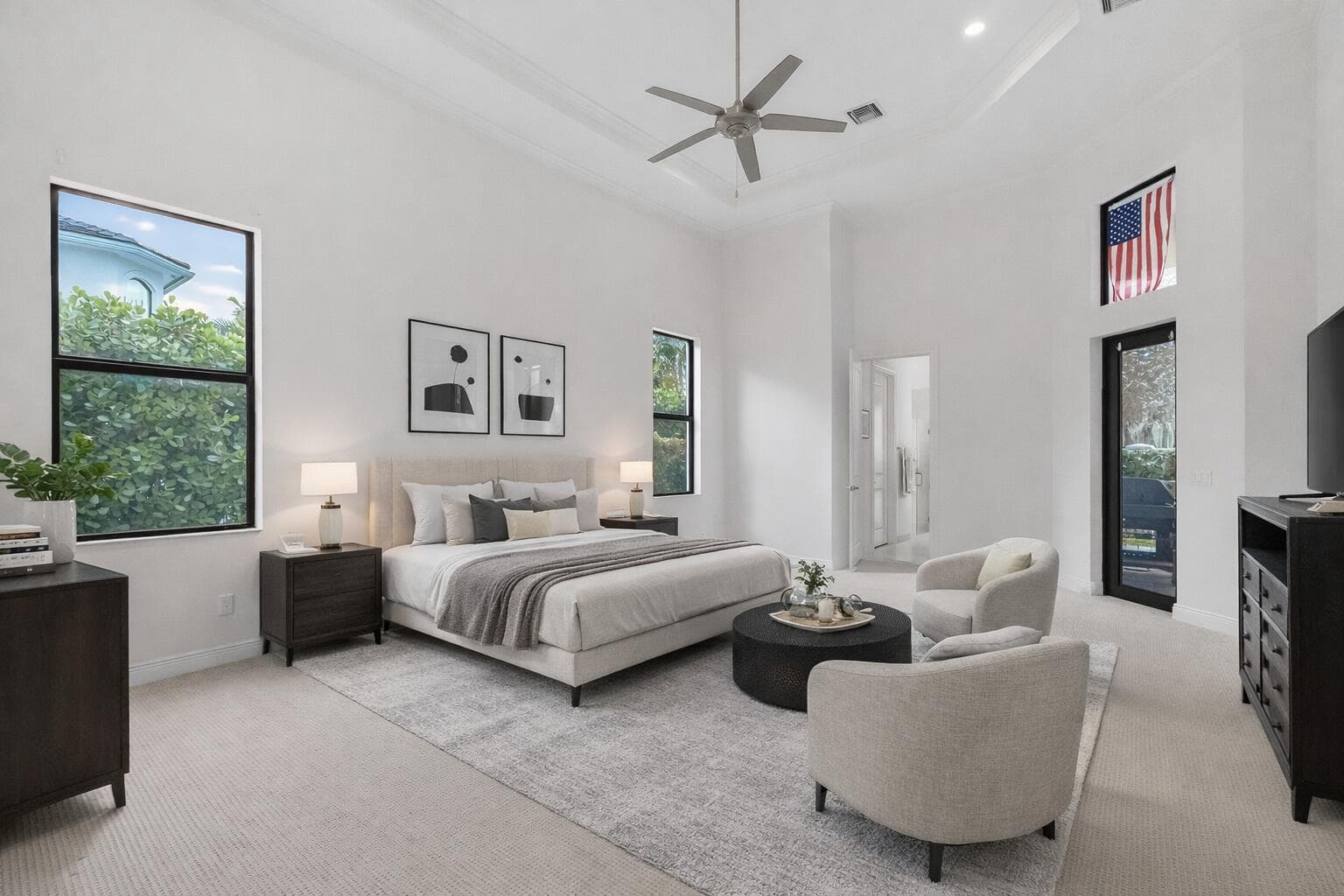 Modern and serene primary bedroom