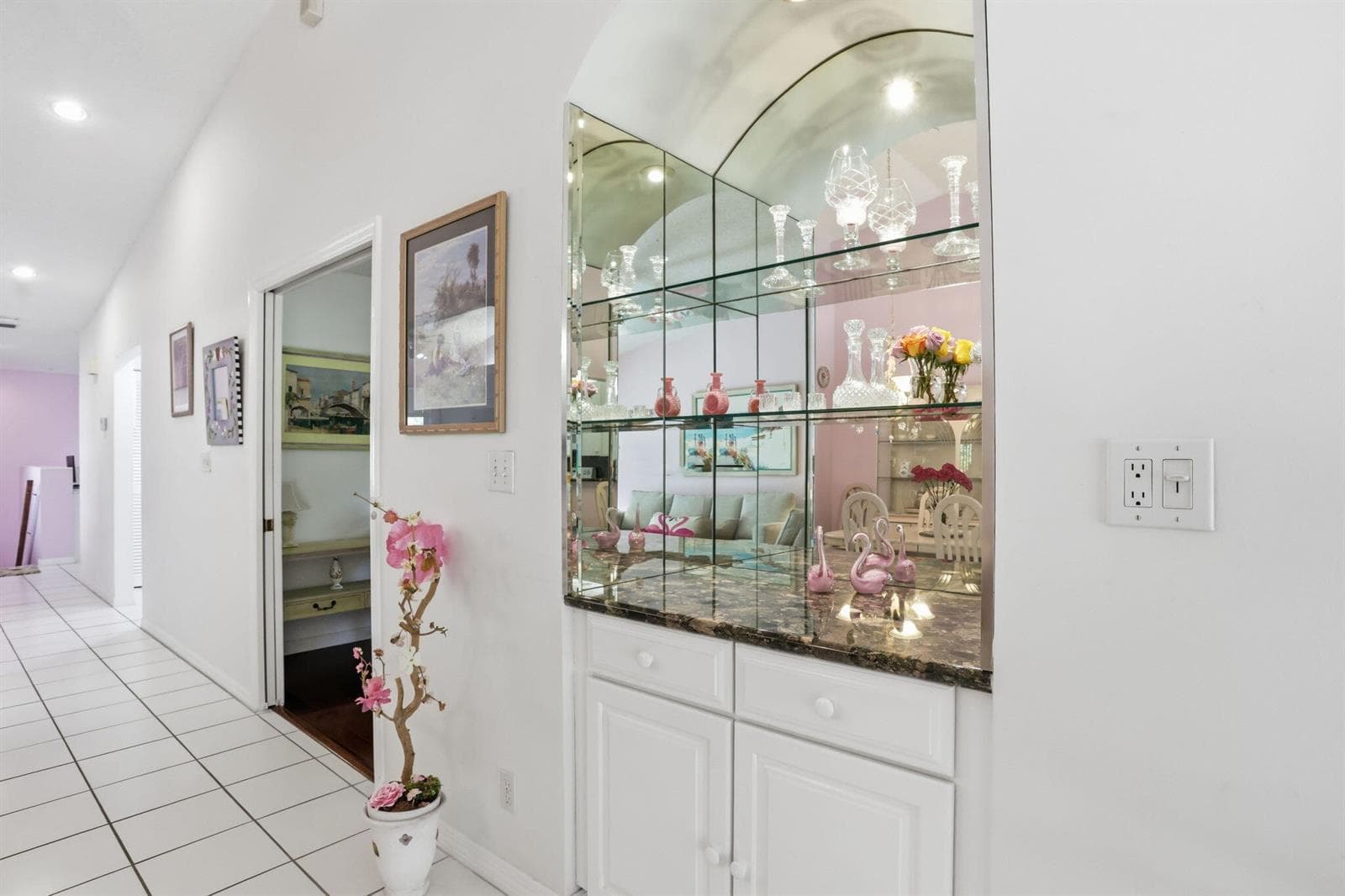 Built in Granite and Glass Bar