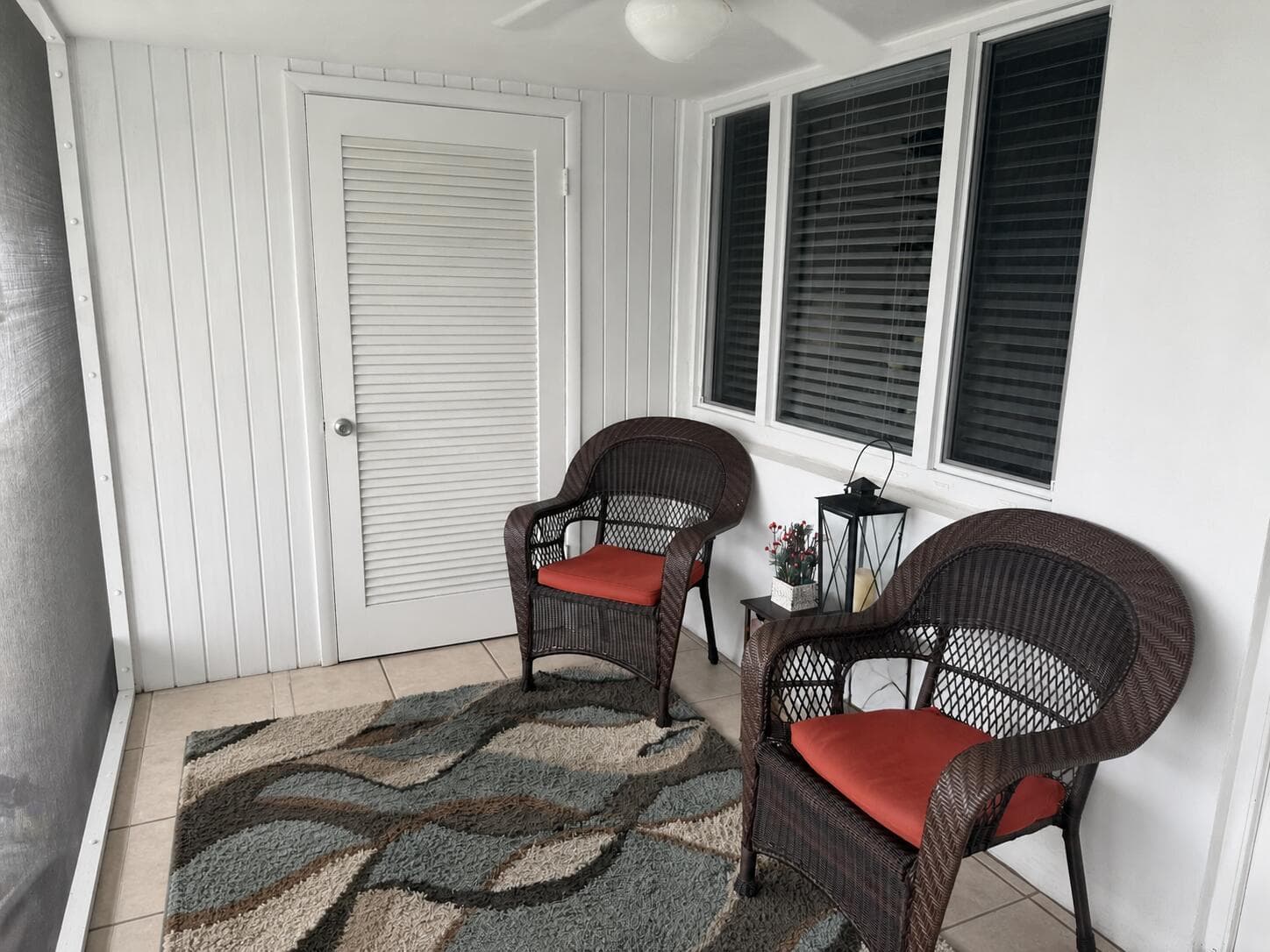 Screened porch over looking the water