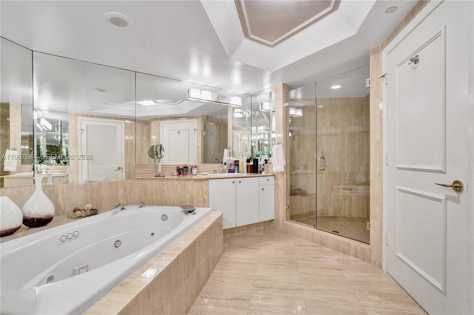 Master bath with jacuzzi tub and shower.