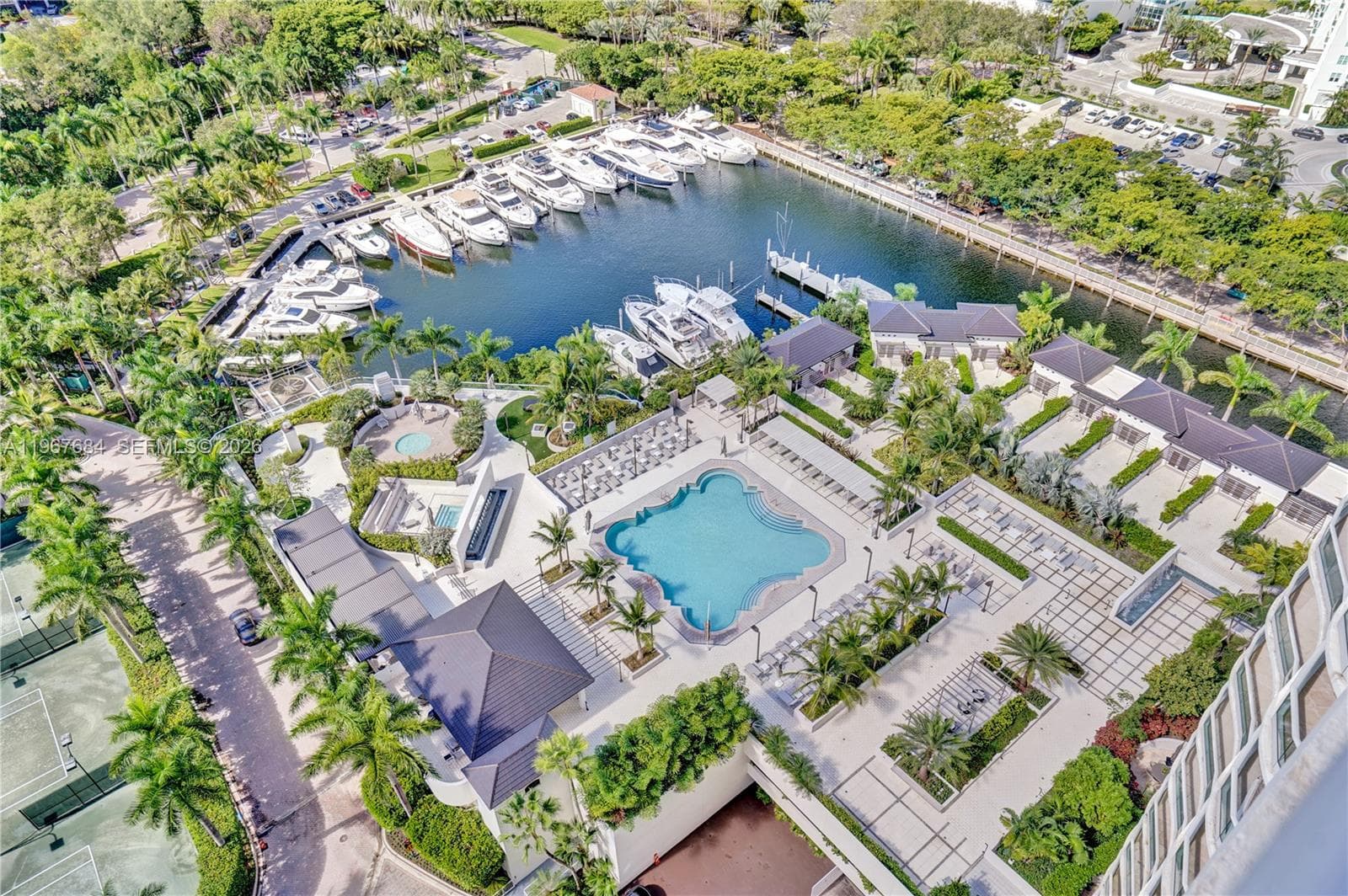Beautiful views of the marina and the pool.