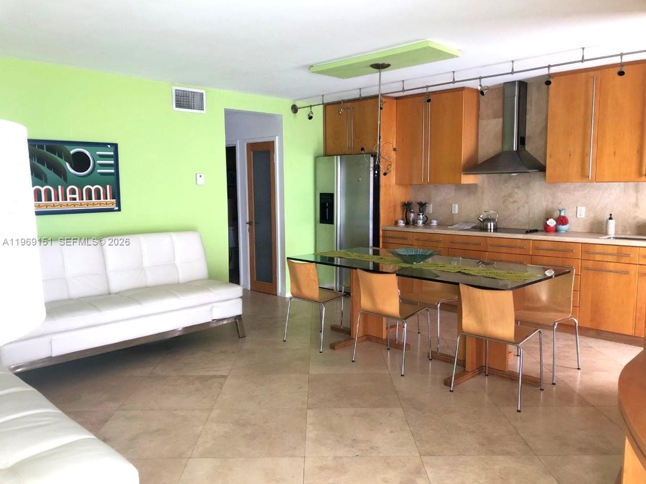 Open living, dining, and kitchen
