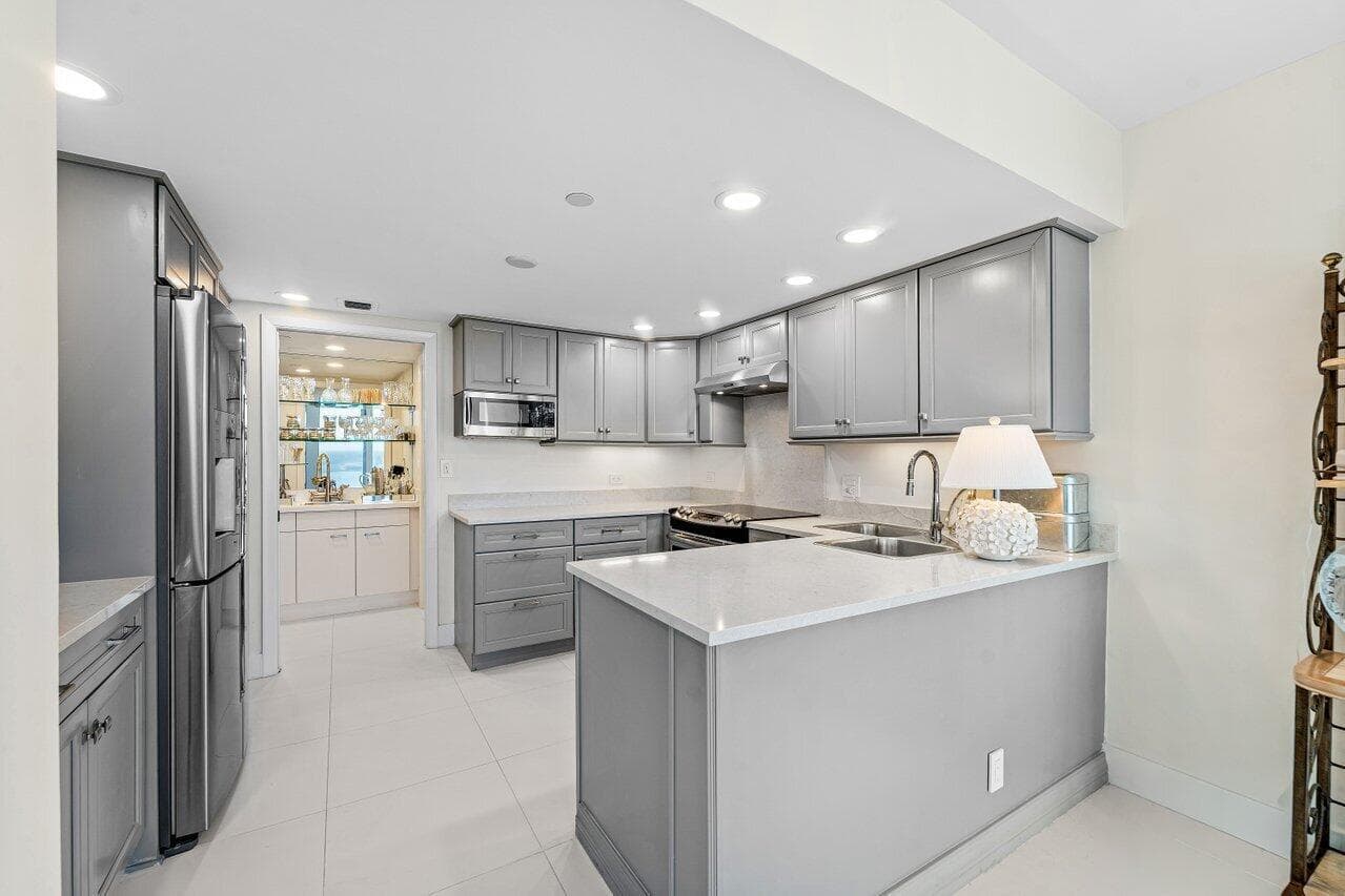 Kitchen View to Wet Bar
