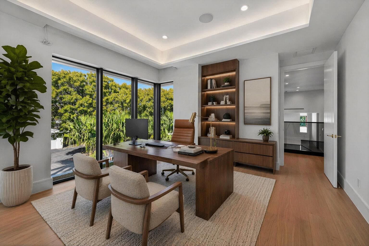 Modern minimalist home office interior