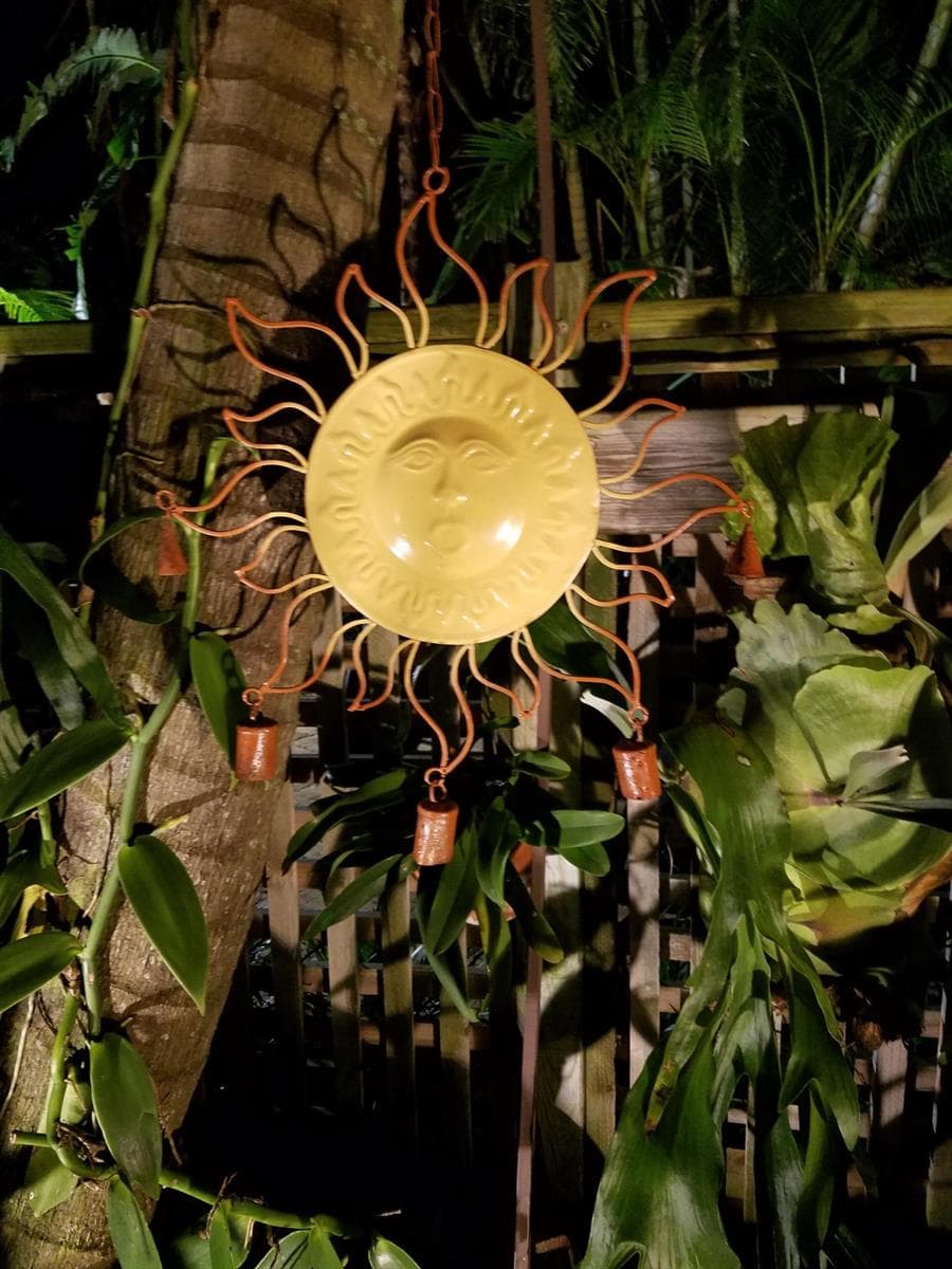 eclectic art in garden