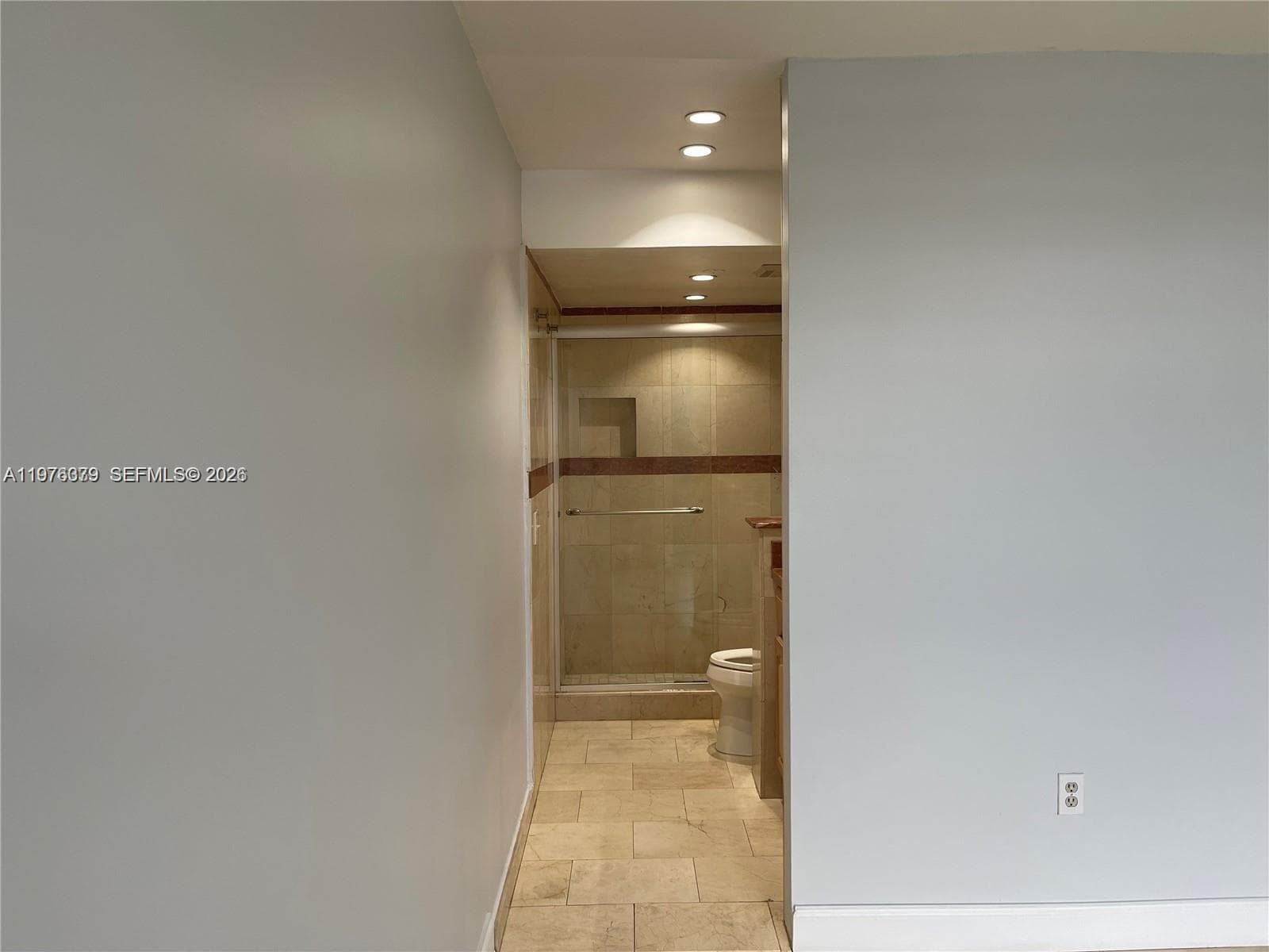 Master bathroom entry / Sliding bar door was installed