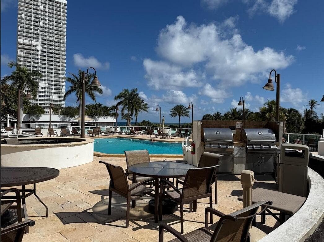 Pool including barbecue area