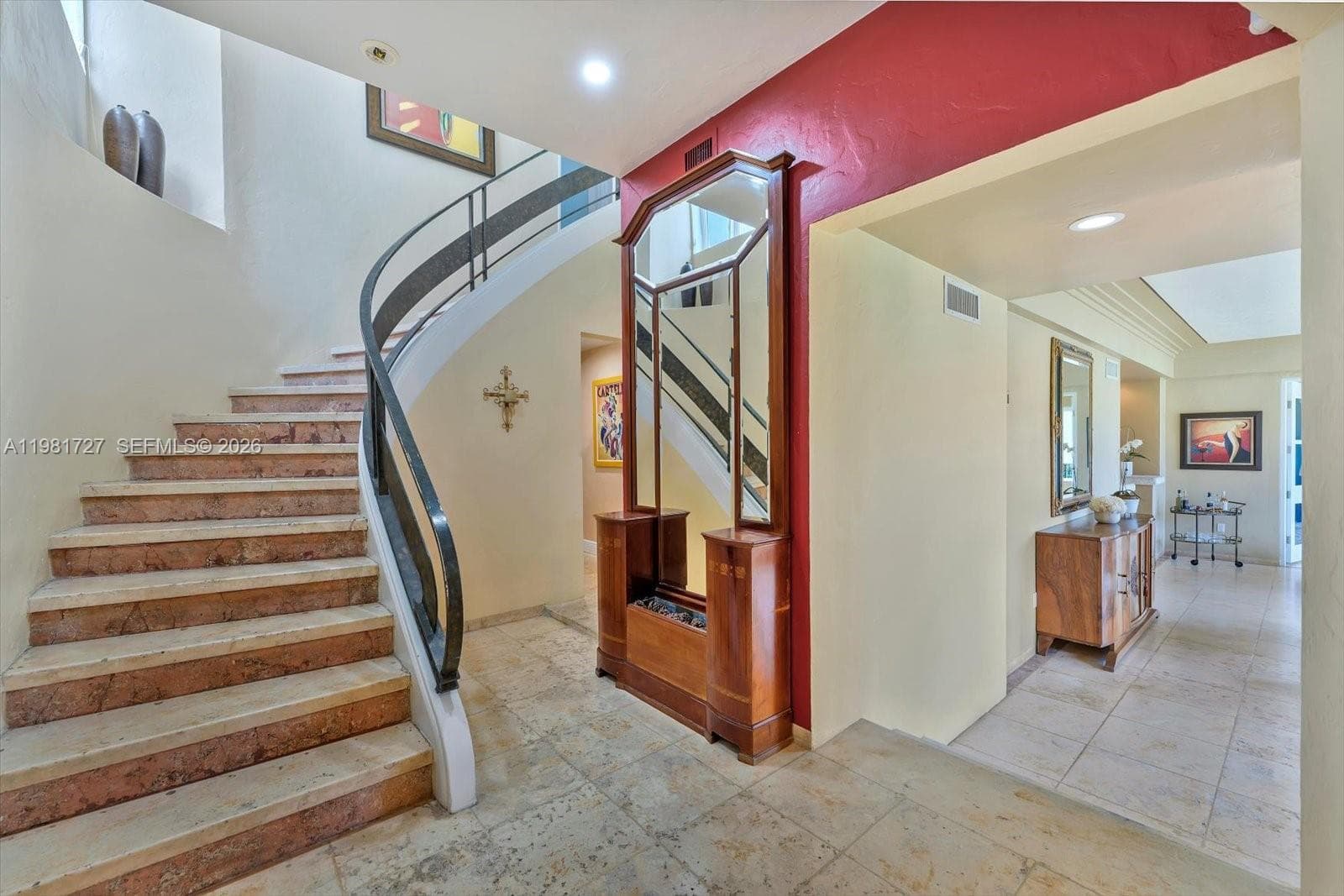 Curved stone staircase